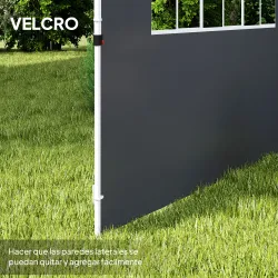 Paredes Laterales para Carpa de 3 x 3 m 2 Paneles de Tela Oxford de 300x200 cm con Ventana para Fiestas Gris Oscuro - Ogal.Es