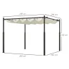 Pérgola de jardín exterior 3x3 m con techo retráctil y fijación magnética, toldo sol UPF30+, Crema - Ogal.Es