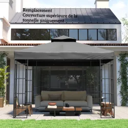 Toldo de Recambio 3x3 m con Techo Doble Orificios de Drenaje y Protección UV Solo Toldo NO Incluye Marco Gris Os... - Ogal.Es