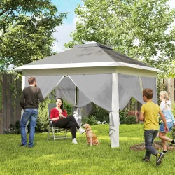 Carpa Plegable 3,3x3,3 m Pop-up Altura Ajustable Doble Techo Mosquiteras Extraíbles y Bolsa de Transporte Anti-U... - Ogal.Es
