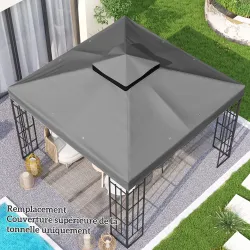 Toldo de Recambio 3x3 m con Techo Doble Orificios de Drenaje y Protección UV Solo Toldo NO Incluye Marco Gris Os... - Ogal.Es