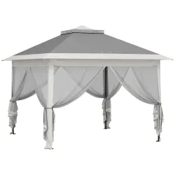 Carpa Plegable 3,3x3,3 m Pop-up Altura Ajustable Doble Techo Mosquiteras Extraíbles y Bolsa de Transporte Anti-U... - Ogal.Es
