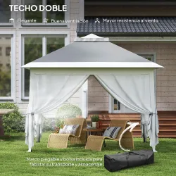 Carpa Plegable 3,3x3,3 m Pop-up Altura Ajustable Doble Techo Mosquiteras Extraíbles y Bolsa de Transporte Anti-U... - Ogal.Es