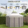 Carpa Plegable 4x3,4 m con Doble Techo 6 Mosquiteras Extraíbles y Bolsa de Transporte Anti-UV Marrón y Beige - Ogal.Es