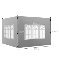 Paredes Laterales para Carpa de 3 x 3 / 3 x 4 m 2 Paneles de Tela Oxford de 295x195 cm con Ventana para Fiestas ... - Ogal.Es
