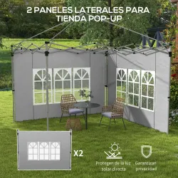 Paredes Laterales para Carpa de 3 x 3 / 3 x 4 m 2 Paneles de Tela Oxford de 295x195 cm con Ventana para Fiestas ... - Ogal.Es