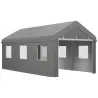 Garaje Exterior para Coche 6x3 m Impermeable con Tejido PE Resistente Marco de Acero Paredes Desmontables Gris C... - Ogal.Es
