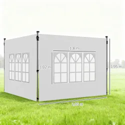 Paredes Laterales para Carpa de 3 x 3 / 3 x 4 m 2 Paneles de Tela Oxford de 295x195 cm con Ventana para Fiestas ... - Ogal.Es