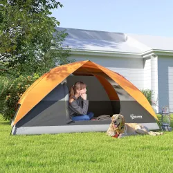 Tienda de Camping para 4 Personas Impermeable Fácil Instalación y Bolsa de Transporte Incluida 200x200x135 cm Gris - Ogal.Es