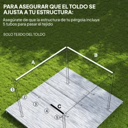 Techo de Repuesto Retráctil 3x2,5 m para Marco de 3x2 m Toldo de Tela Solo para Cenador Jardín con 8 Orificios Café - Ogal.Es