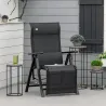 Silla Reclinable Plegable de Jardín con Respaldo Ajustable en 9 Posiciones y Cojín Lumbar 70x65x111 cm Negro - Ogal.Es