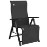 Silla Reclinable Plegable de Jardín con Respaldo Ajustable en 9 Posiciones y Cojín Lumbar 70x65x111 cm Negro - Ogal.Es