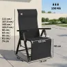 Silla Reclinable Plegable de Jardín con Respaldo Ajustable en 9 Posiciones y Cojín Lumbar 70x65x111 cm Negro - Ogal.Es
