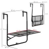 Mesa Colgante para Balcón Plegable de Metal con Altura Ajustable en 4 Niveles Carga 10 kg 60x60x57-72 cm Negro - Ogal.Es