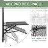 Mesa Colgante para Balcón Plegable de Metal con Altura Ajustable en 4 Niveles Carga 10 kg 60x60x57-72 cm Negro - Ogal.Es