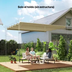 Techo de Repuesto Retráctil 3,5x2,6 m para Marco de 4x3 m Toldo de Tela Solo para Cenador Jardín con 10 Orificio... - Ogal.Es