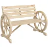 Banco de Jardín de Madera con Reposabrazos en Forma de Rueda para 2 Personas 105,5x56x79 cm Madera Natural - Ogal.Es