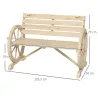 Banco de Jardín de Madera con Reposabrazos en Forma de Rueda para 2 Personas 105,5x56x79 cm Madera Natural - Ogal.Es