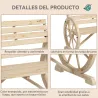 Banco de Jardín de Madera con Reposabrazos en Forma de Rueda para 2 Personas 105,5x56x79 cm Madera Natural - Ogal.Es