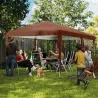 Carpa Plegable 6x3 m con Altura Ajustable en 3 Niveles Bolsa de Transporte Anti-UV y Marco de Acero Café - Ogal.Es