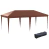 Carpa Plegable 6x3 m con Altura Ajustable en 3 Niveles Bolsa de Transporte Anti-UV y Marco de Acero Café - Ogal.Es