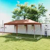 Carpa Plegable 6x3 m con Altura Ajustable en 3 Niveles Bolsa de Transporte Anti-UV y Marco de Acero Café - Ogal.Es