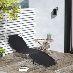 Tumbona Jardín Exterior Plegable con Respaldo Ajustable en 5 Posiciones Carga 120 kg para Terraza 187x55x24 cm N... - Ogal.Es