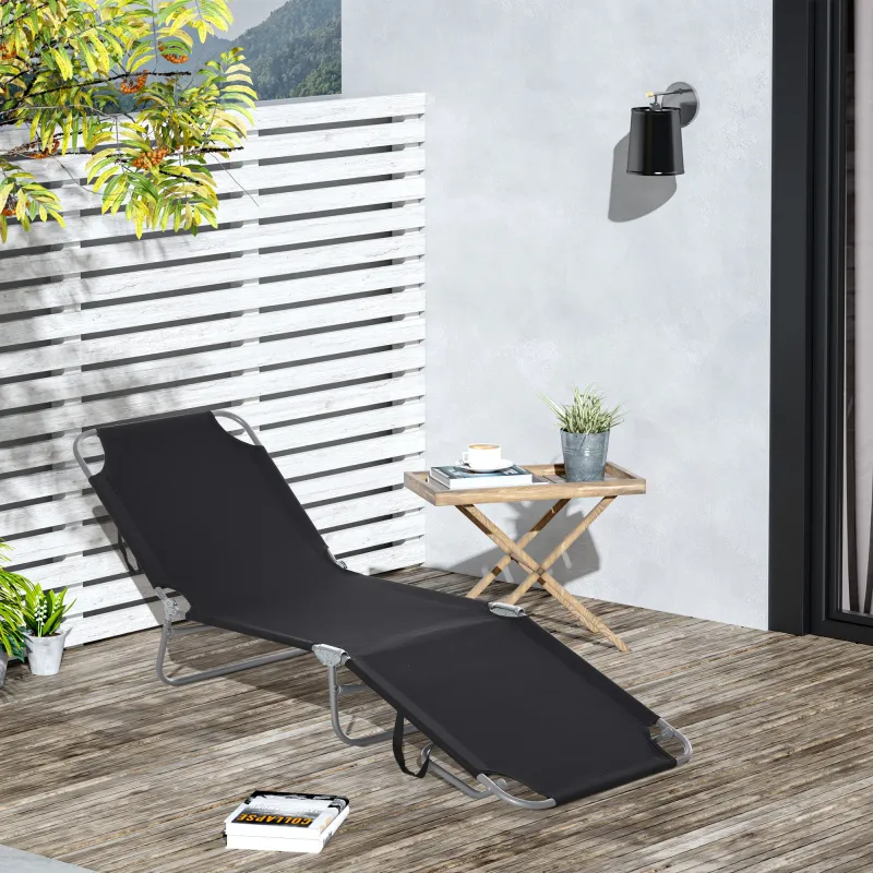 Tumbona Jardín Exterior Plegable con Respaldo Ajustable en 5 Posiciones Carga 120 kg para Terraza 187x55x24 cm N... - Ogal.Es