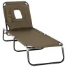 Tumbona Plegable con Respaldo Regulable 4 Posiciones con Orificio de Lectura Almohada Tela Oxford 190x56x28 cm M... - Ogal.Es