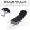 Tumbona Jardín Exterior Plegable con Respaldo Ajustable en 5 Posiciones Carga 120 kg para Terraza 187x55x24 cm N... - Ogal.Es