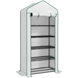 Invernadero Resistente de 5 Niveles con 1 Puerta con Cremallera Anti-UV Diseño Ensanchado y Estantes 90x49x193 c... - Ogal.Es