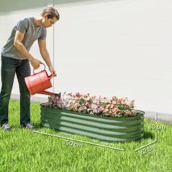 Jardinera Exterior Grande de Acero Galvanizado con Base Abierta Bordes de Seguridad Fácil Montaje 150x62x30 cm V... - Ogal.Es