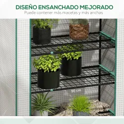 Invernadero Resistente de 5 Niveles con 1 Puerta con Cremallera Anti-UV Diseño Ensanchado y Estantes 90x49x193 c... - Ogal.Es