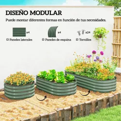 Jardinera Exterior Grande de Acero Galvanizado con Base Abierta Bordes de Seguridad Fácil Montaje 150x62x30 cm V... - Ogal.Es
