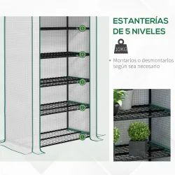Invernadero Resistente de 5 Niveles con 1 Puerta con Cremallera Anti-UV Diseño Ensanchado y Estantes 90x49x193 c... - Ogal.Es