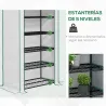 Invernadero Resistente de 5 Niveles con 1 Puerta con Cremallera Anti-UV Diseño Ensanchado y Estantes 90x49x193 c... - Ogal.Es