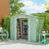 Caseta de Jardín 213x130x185 cm Cobertizo de Exterior Metálico para Almacenamiento de Herramientas Verde Claro - Ogal.Es