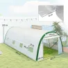 Invernadero de Túnel 6x3x2 m con Puerta Enrollable 8 Ventanas de Malla y Estructura de Acero Galvanizado Blanco - Ogal.Es