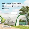 Invernadero de Túnel 6x3x2 m con Puerta Enrollable 8 Ventanas de Malla y Estructura de Acero Galvanizado Blanco - Ogal.Es