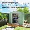Caseta de Jardín 213x130x185 cm Cobertizo de Exterior Metálico para Almacenamiento de Herramientas Verde Claro - Ogal.Es