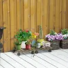 Pack de 2 Plataformas con Ruedas de Madera Soportes para Plantas Macetas Exterior Interior Carga 50 kg Marrón Os... - Ogal.Es