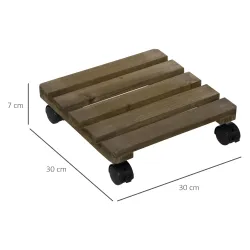 Pack de 2 Plataformas con Ruedas de Madera Soportes para Plantas Macetas Exterior Interior Carga 50 kg Marrón Os... - Ogal.Es