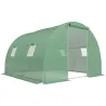 Invernadero de Túnel 3x3x2 m con Puerta Enrollable 4 Ventanas de Malla y Estructura de Acero Galvanizado Verde - Ogal.Es