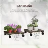 Pack de 2 Plataformas con Ruedas de Madera Soportes para Plantas Macetas Exterior Interior Carga 50 kg Marrón Os... - Ogal.Es