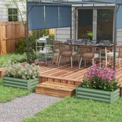 Juego de 2 Jardineras Exterior Grandes de Acero Galvanizado Huertos Urbanos para Terraza Jardín 100x50x30 cm Verde - Ogal.Es