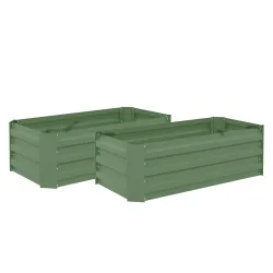 Juego de 2 Jardineras Exterior Grandes de Acero Galvanizado Huertos Urbanos para Terraza Jardín 100x50x30 cm Verde - Ogal.Es
