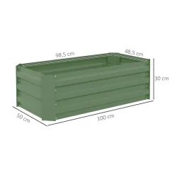Juego de 2 Jardineras Exterior Grandes de Acero Galvanizado Huertos Urbanos para Terraza Jardín 100x50x30 cm Verde - Ogal.Es