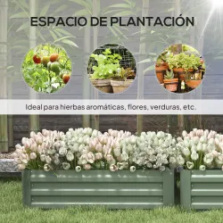 Juego de 2 Jardineras Exterior Grandes de Acero Galvanizado Huertos Urbanos para Terraza Jardín 100x50x30 cm Verde - Ogal.Es