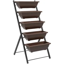 Soporte para Plantas de 5 Niveles con 5 Macetas Orificios de Drenaje para Interior y Exterior 55x63x120 cm Negro - Ogal.Es