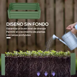 Juego de 2 Jardineras Exterior Grandes de Acero Galvanizado Huertos Urbanos para Terraza Jardín 100x50x30 cm Verde - Ogal.Es